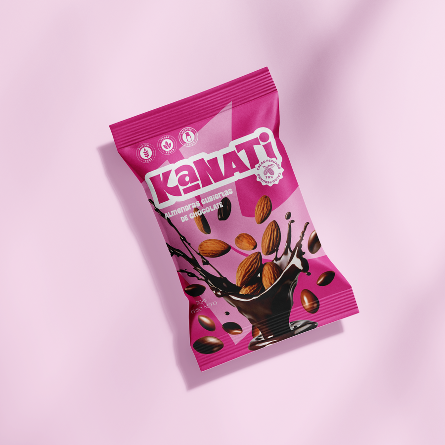 Almendras recubiertas de 70% cacao - 20g