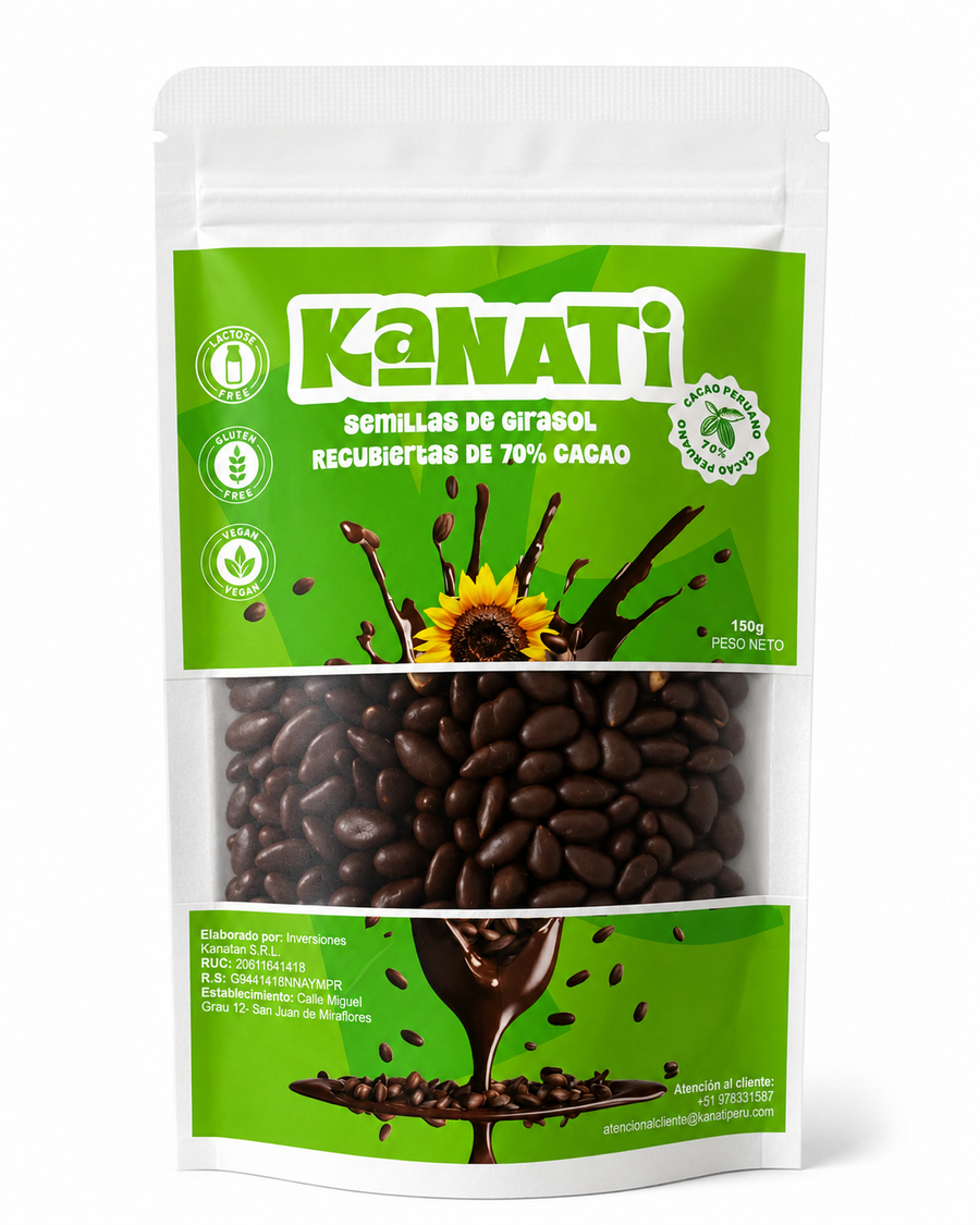 Semillas de girasol recubiertas de 70% cacao - 150g