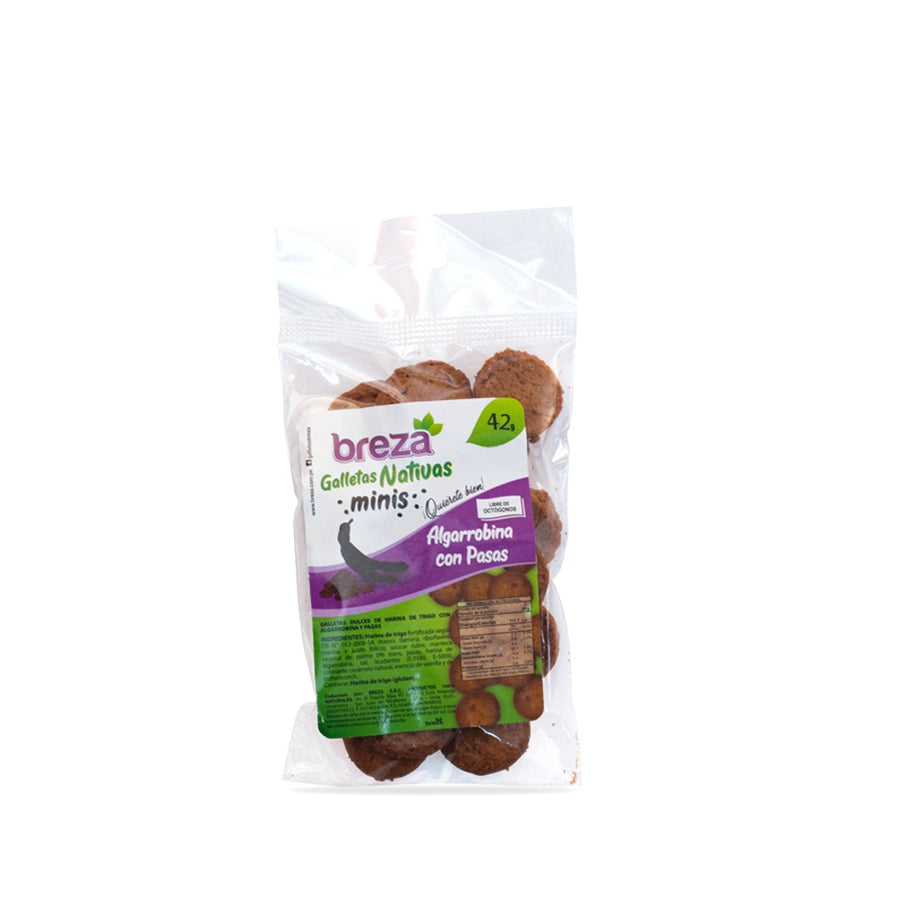 Mini Galletas sin Octógonos 42 g – 9 sabores – Algarrobina con pasas