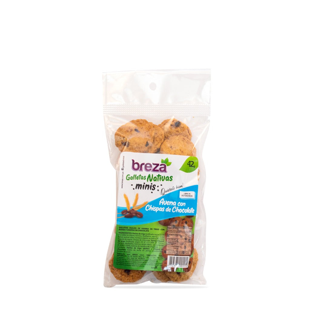 Mini Galletas sin Octógonos 42 g – 9 sabores – Avena con chispas de chocolate