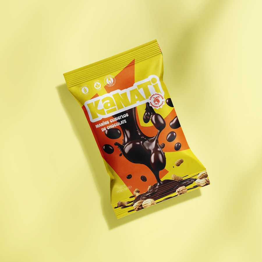Maníes recubiertos de 70% cacao - 20g